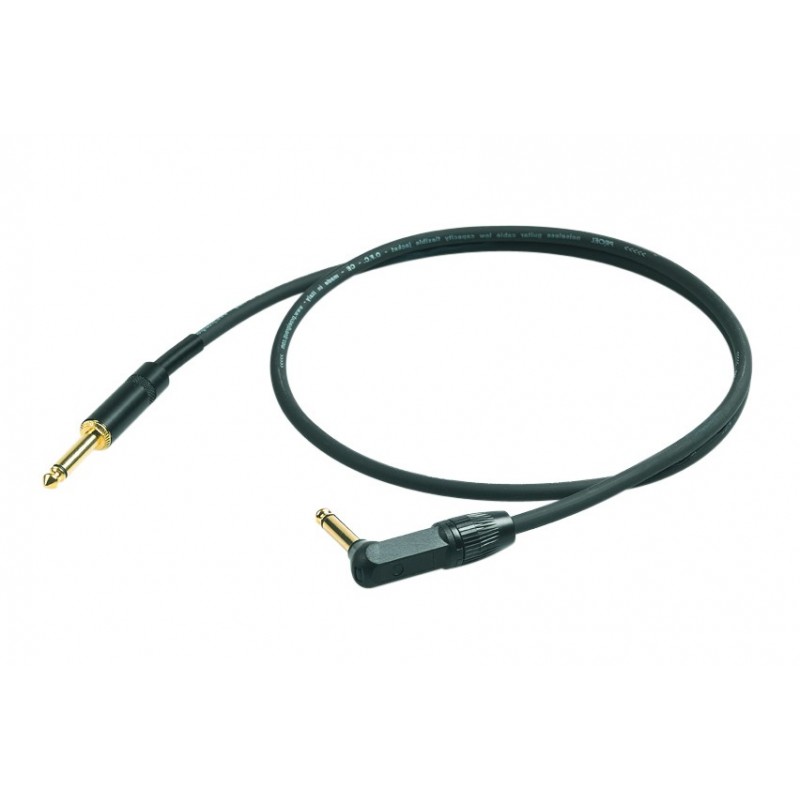 PROEL STAGE CHL120LU1 CHALLENGE Series kabel instrumentalny Jack kątowy 6.3 mono - Jack prosty 6.3 mono 1m